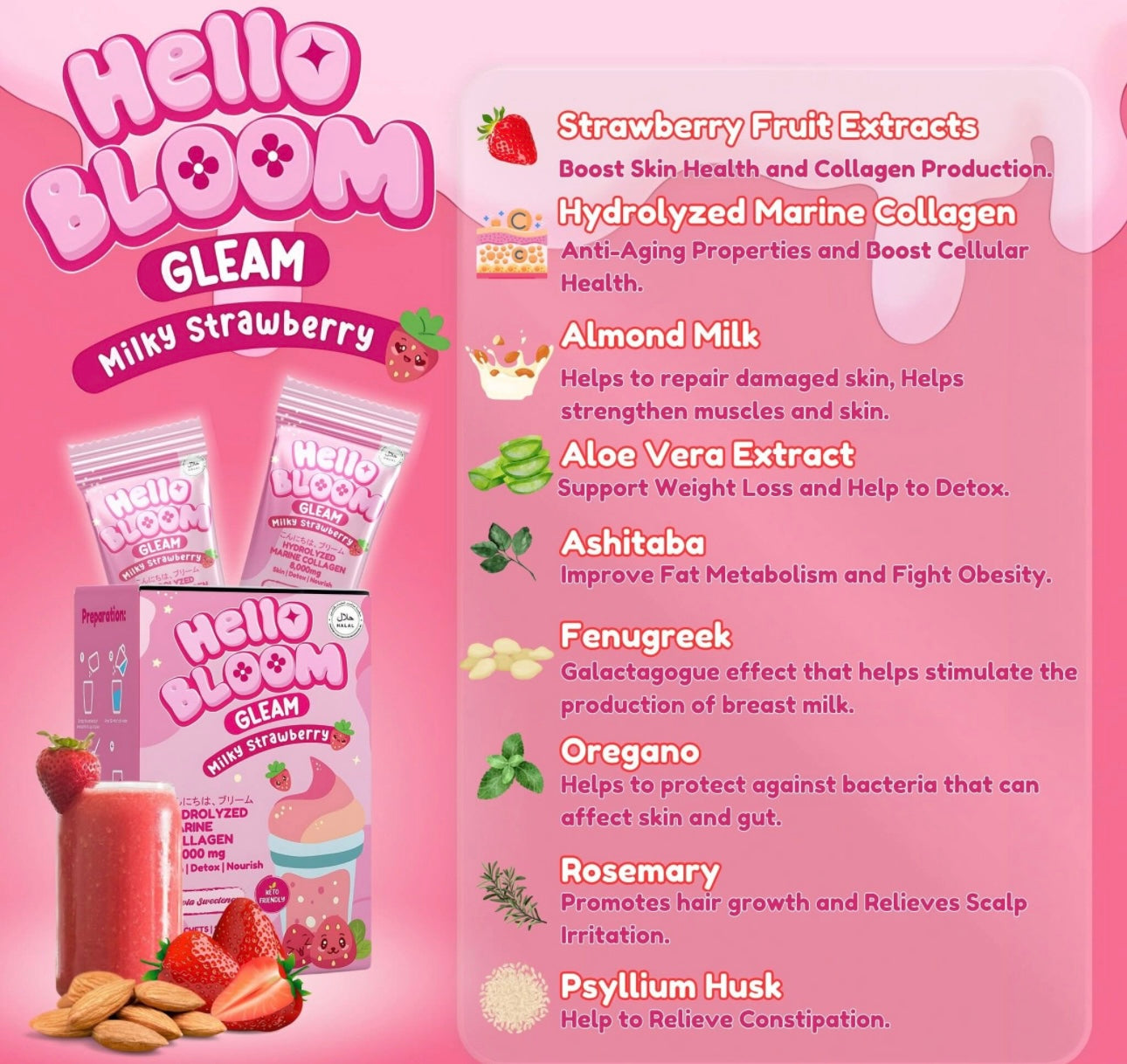 Hello Bloom Gleam Milky Strawberry